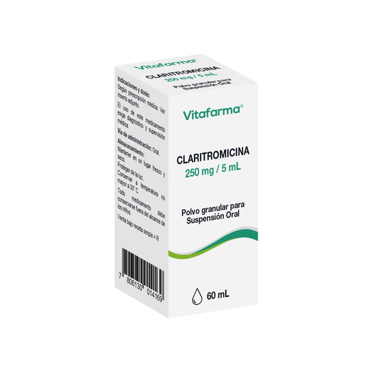 Claritromicina Polvo Susp 250Mg/5Ml Vitafarma Claritromicina Polvo Susp 250Mg/5Ml Vitafarma