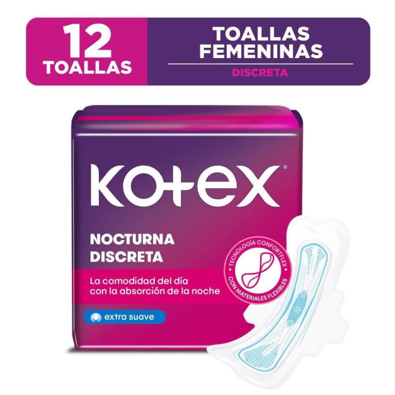 Kotex Nocturna 12 Toallas Femeninas Kotex